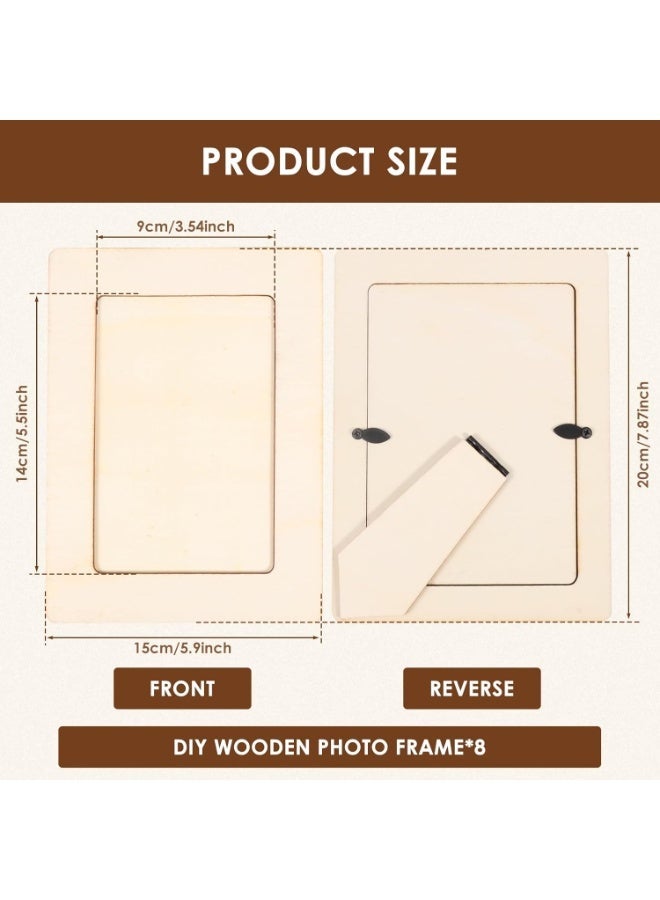 CMGTYYD 6 PCS DIY Wooden Picture Frame Set, 5.9x7.87in Unfinished Wood, Picture Frame Painting Craft Kit with Glitter Stickers, for Decorate Your Own Photo Frame for Gift DIY Paint Decorate - Image 5